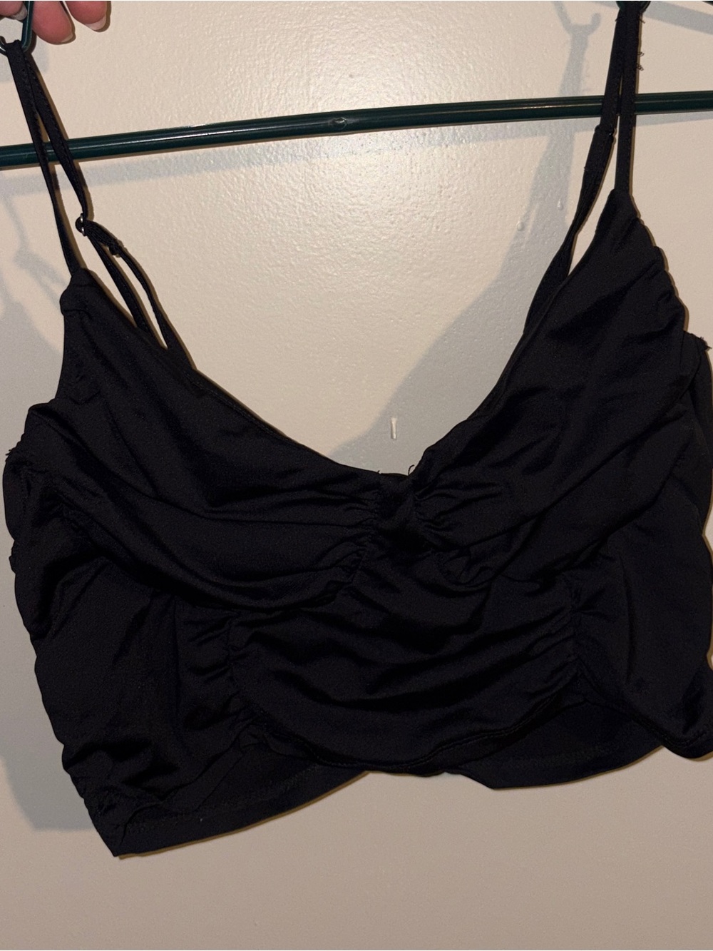 Garage Black Ruched Crop Bralette